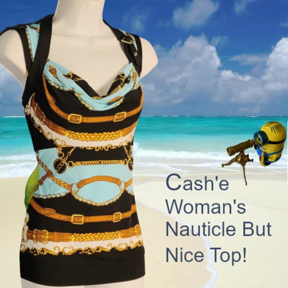 Cash'e Tops - Extraordinary Cash'e Nautical Themed Top! 🐠🐟🐟